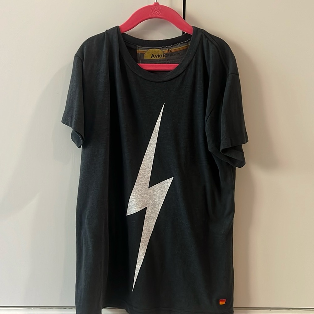 ⚡️Black “Bolt Tee” Aviator Nation ⚡️ Black and White | Gently used - No damage